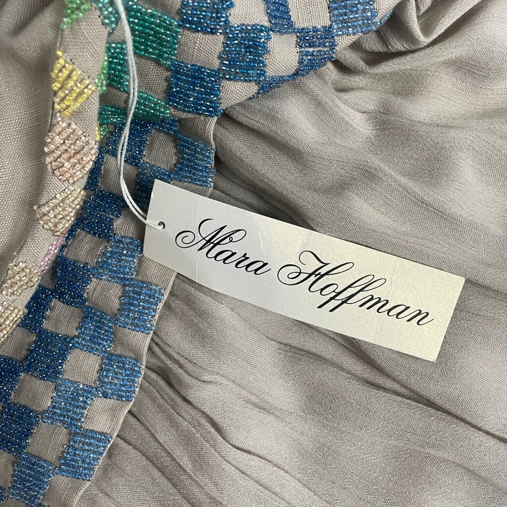 Mara Hoffman NWT Tan Linen Rainbow Beaded Maxi dress open back resort designer 4 - Picture 12 of 14